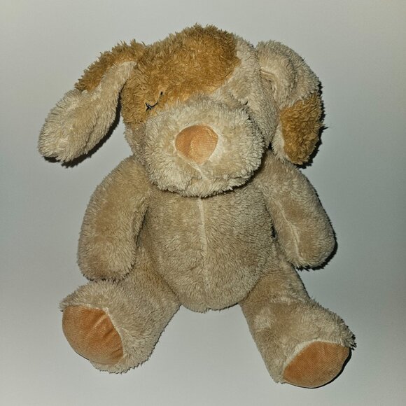 Silver One Tan Puppy Dog Plush 11" Stuffed Animal Toy Lovey Closed Eyes Sleeping - Picture 3 of 9